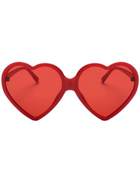 Rimless Women Fashion Unisex Heart-shaped Shades Sunglasses Integrated UV Glasses - Red - CM18TR23DEO $5.87