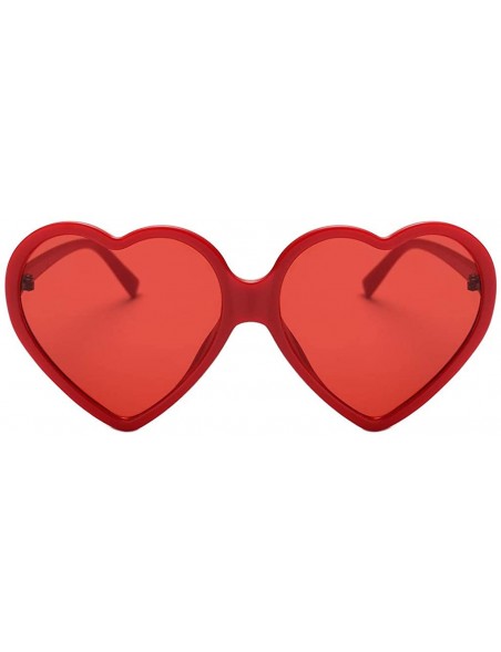 Rimless Women Fashion Unisex Heart-shaped Shades Sunglasses Integrated UV Glasses - Red - CM18TR23DEO $15.35