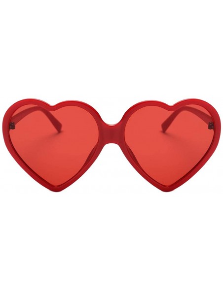 Rimless Women Fashion Unisex Heart-shaped Shades Sunglasses Integrated UV Glasses - Red - CM18TR23DEO $5.87