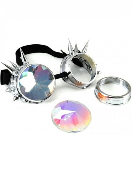 Aviator Kaleidoscope Rave Rainbow Crystal Lenses Steampunk Goggles - Black - CG12N1437W6 $16.76