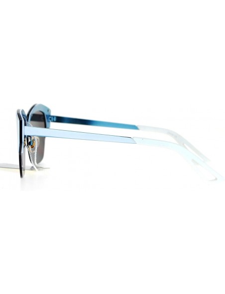 Square Womens Designer Sunglasses Half Rim Metal Top Trendy Flat Lens Shades - White - CO12B068245 $13.02