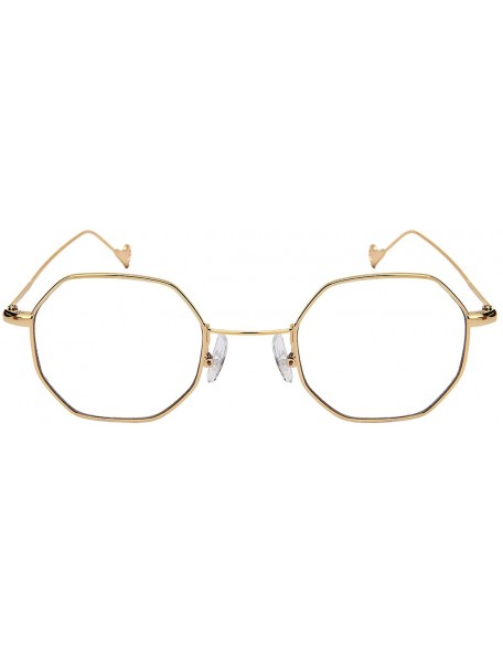 Square Retro Chic Octagon Shaped Metal Sunglasses with Flat Lens E112 - Gold - CF182KXROER $9.72