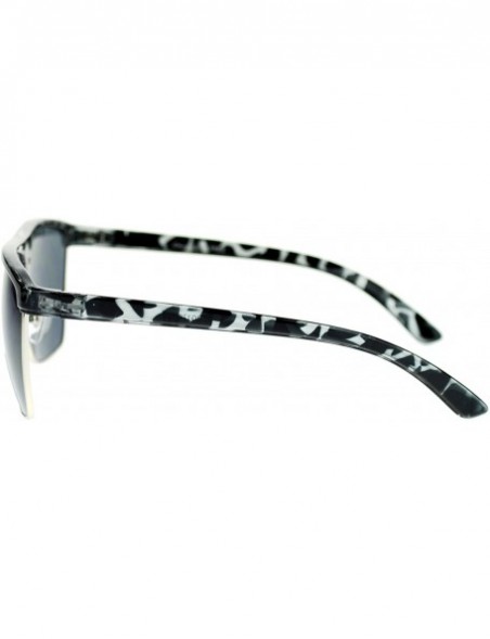 Oversized Oversized Mens Retro Half Rim Flat Top Mobster Rectangular Sunglasses - Black Tort - CC11NOV78R7 $11.68