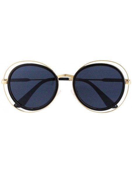 Round Oversized Style Sunglasses Sexy Retro Round for Women Men Girls - Black Frame Blue Lens - CW18QIQ9W34 $10.70