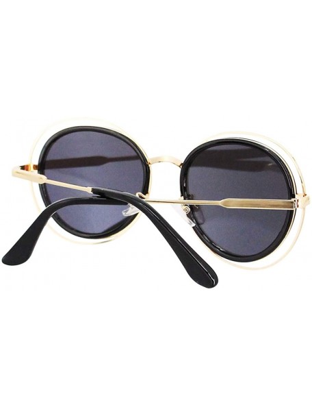 Round Oversized Style Sunglasses Sexy Retro Round for Women Men Girls - Black Frame Blue Lens - CW18QIQ9W34 $10.70