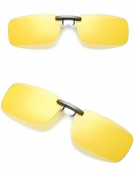 Square Sunglasses Lenses - Polarized Clip-On Flip Up Metal Clip Rimless Sunglasses For Prescription Glasses - Yellow - C718YS...