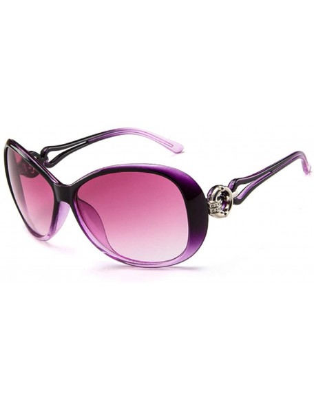 Oval Vintage Polarized Oval shape Sunglasses for Women Classic Designer Style UV400 Protection Frame - Purple - CS1960RTYXL $...