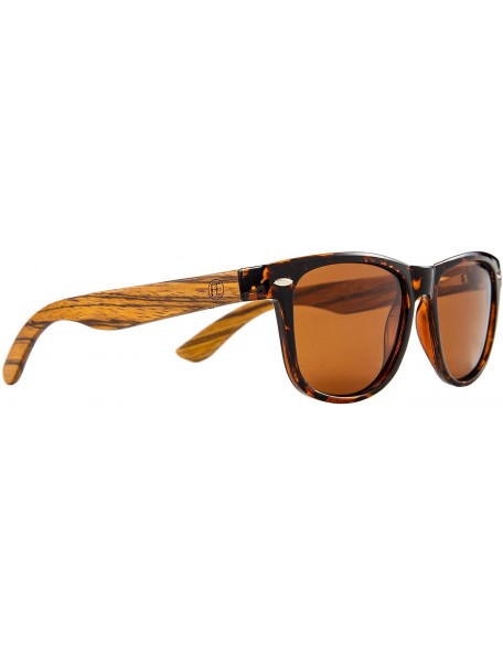 Wayfarer Men Polarized Wood Sunglasses HD UV400 Driving Fishing Golf Sunglasses B2448 - Zebrawood-leopard - C718K43WL5E $26.16