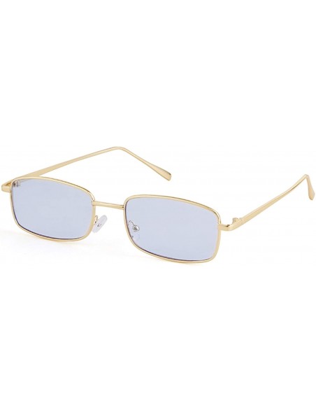 Rectangular Vintage Sunglasses for Women Men Retro Rectangular Metal Frame Steampunk UV400 Lens - Blue Gold - CH18W3R98EE $9.65