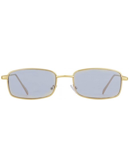 Rectangular Vintage Sunglasses for Women Men Retro Rectangular Metal Frame Steampunk UV400 Lens - Blue Gold - CH18W3R98EE $9.65