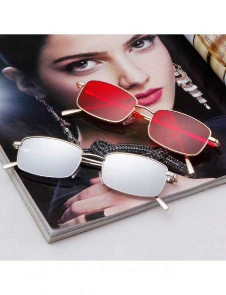 Rectangular Vintage Sunglasses for Women Men Retro Rectangular Metal Frame Steampunk UV400 Lens - Blue Gold - CH18W3R98EE $9.65