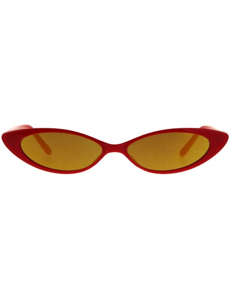 Cat Eye Womens Narrow Cat Eye Color Mirror Lens Goth Plastic Sunglasses - Red Orange - C118C7GHZEC $11.30