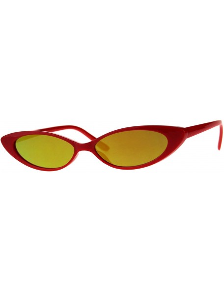 Cat Eye Womens Narrow Cat Eye Color Mirror Lens Goth Plastic Sunglasses - Red Orange - C118C7GHZEC $11.30