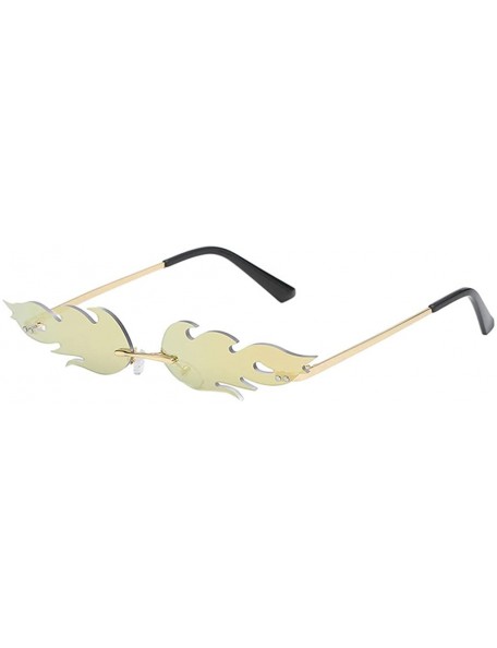 Square Vintage Style Oval Sunglasses Slim Rimless Geometric Retro Mirror Sun Glasses Women Unisex Eyeglasses - E - CZ194GYA6S...