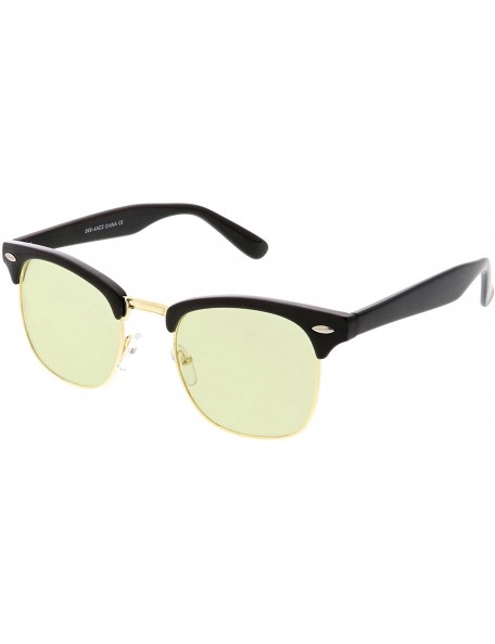 Square Modern Semi Rimless Color Tinted Square Lens Horn Rimmed Sunglasses 49mm - Black Gold / Yellow - CO187RKGN33 $9.84