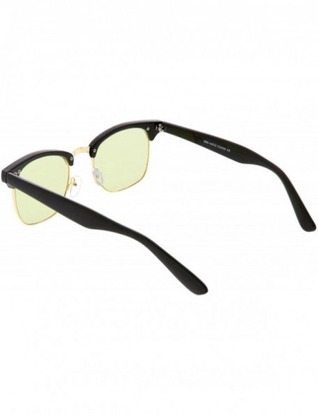 Square Modern Semi Rimless Color Tinted Square Lens Horn Rimmed Sunglasses 49mm - Black Gold / Yellow - CO187RKGN33 $9.84