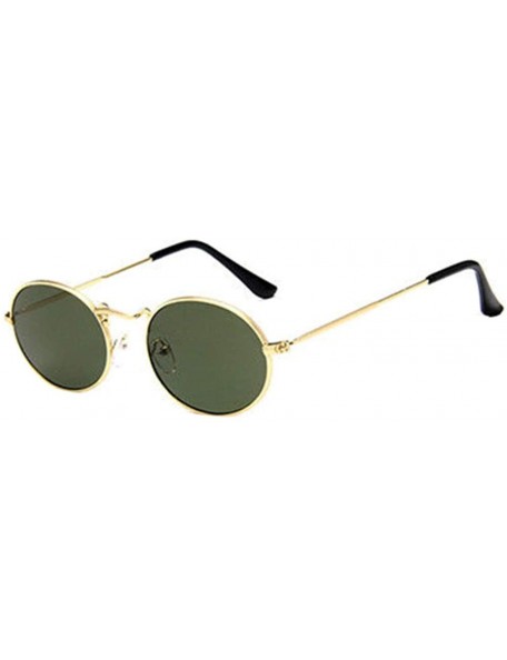 Oval Women Retro Vintage Oval Sunglasses Summer Fashion Ellipse Metal Frame UV400 Sun Glasses - E - CZ18UMKQSGR $11.33