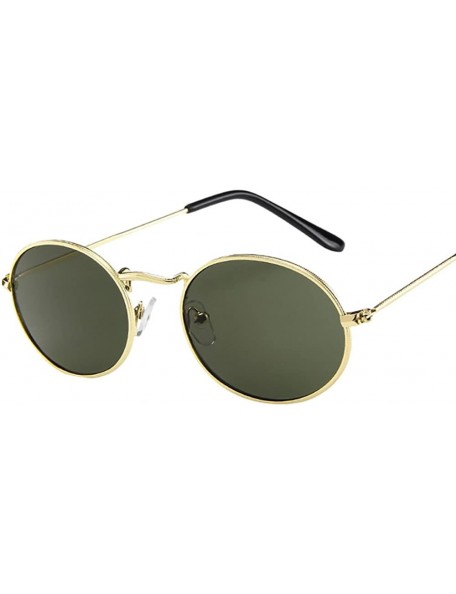 Oval Women Retro Vintage Oval Sunglasses Summer Fashion Ellipse Metal Frame UV400 Sun Glasses - E - CZ18UMKQSGR $11.33