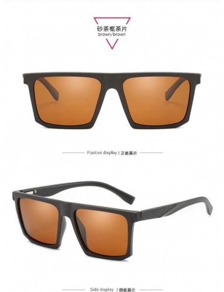 Sport Square Men's Polarized Sunglasses Sunglasses-Sand tea box tea flakes - C1197ZM0RES $18.29