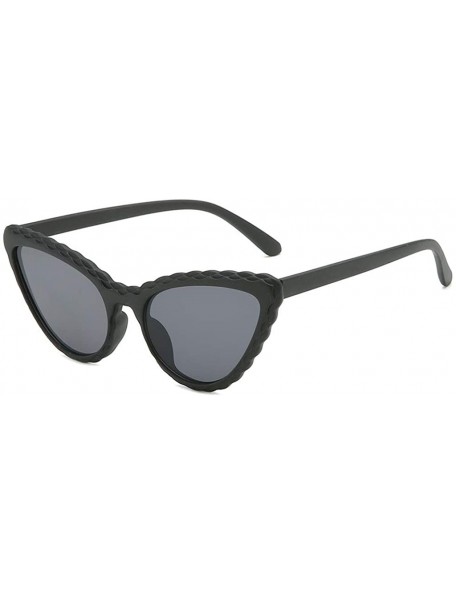 Cat Eye Women Narrow Cat Eye Sunglasses Striped Full Rimmed Plastic Frame Shades Retro Vintage Eyeglasses - Black - C818U7KUH...