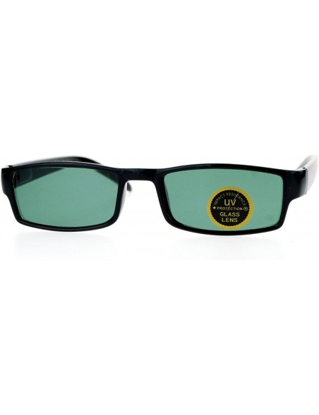 Rectangular Glass Lens Black Classic Narrow Rectangular Plastic Spring Hinge Sunglasses - CG123FLAQAJ $10.43