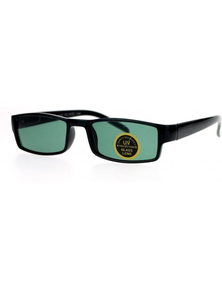 Rectangular Glass Lens Black Classic Narrow Rectangular Plastic Spring Hinge Sunglasses - CG123FLAQAJ $10.43