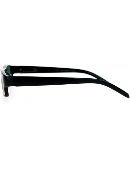 Rectangular Glass Lens Black Classic Narrow Rectangular Plastic Spring Hinge Sunglasses - CG123FLAQAJ $10.43