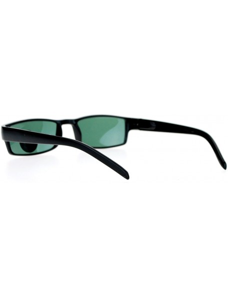 Rectangular Glass Lens Black Classic Narrow Rectangular Plastic Spring Hinge Sunglasses - CG123FLAQAJ $10.43