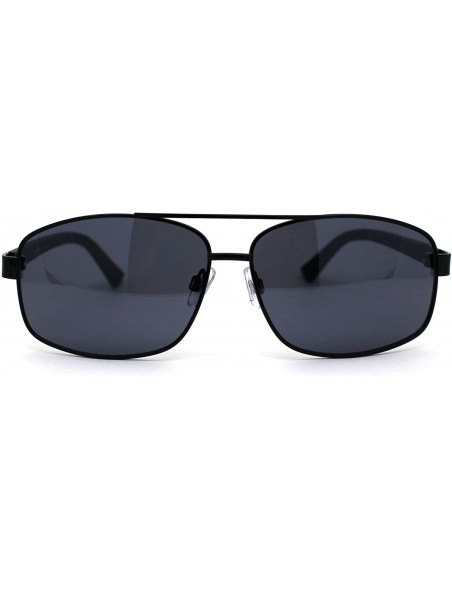 Rectangular Xloop Mens Metal Rim Narrow Rectangular Pilots Sunglasses - Black Matte Black - CU1966KG39I $14.86