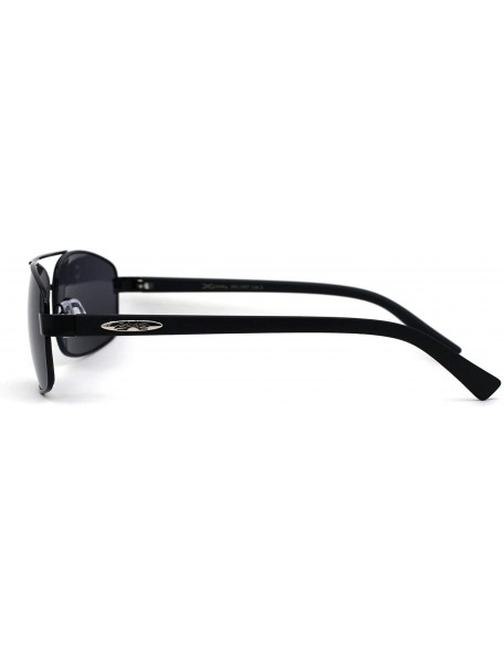 Rectangular Xloop Mens Metal Rim Narrow Rectangular Pilots Sunglasses - Black Matte Black - CU1966KG39I $14.86