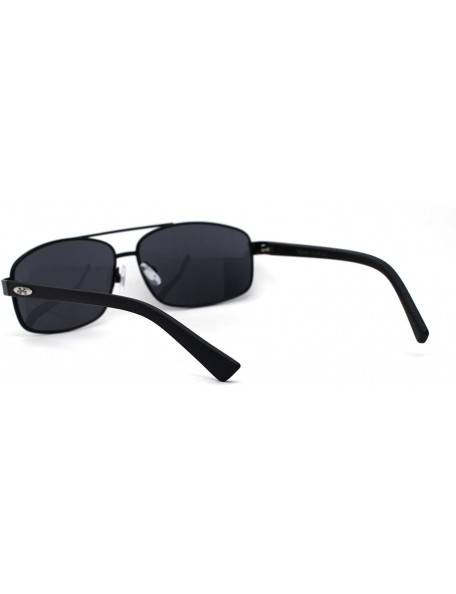 Rectangular Xloop Mens Metal Rim Narrow Rectangular Pilots Sunglasses - Black Matte Black - CU1966KG39I $14.86
