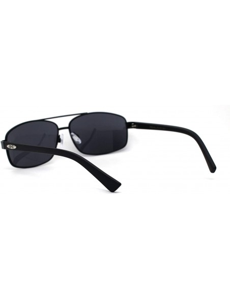 Rectangular Xloop Mens Metal Rim Narrow Rectangular Pilots Sunglasses - Black Matte Black - CU1966KG39I $14.86