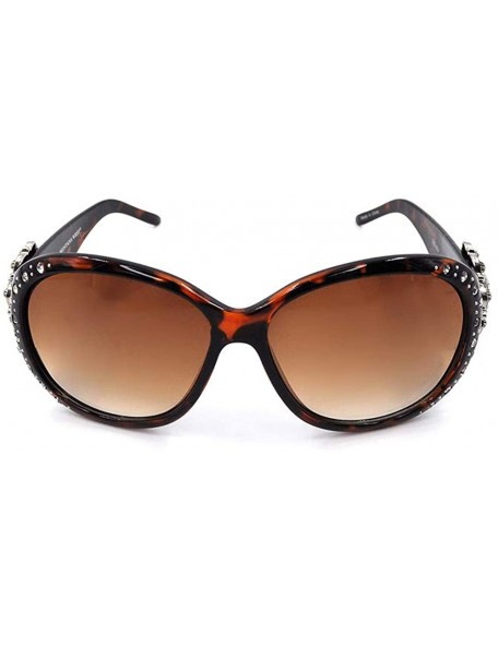 Wayfarer Wayfarer Rhinestone Sunglasses For Women Western UV 400 Protection Shades With Bling - Brown - CL199GM59SO $19.93