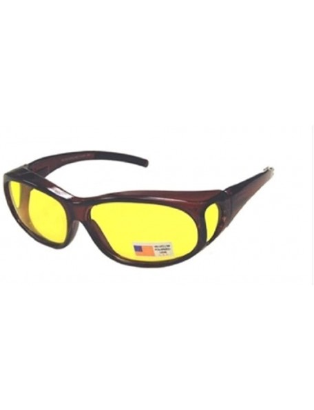 Goggle Men and Women Polarized Night Driving Sunglasses Fit Over with side shield-Wear Over Glasses - Brown - CS12GZDKZR5 $12.83