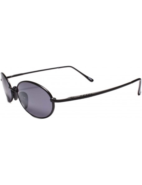Oval Mens Classic Hippie Vintage Deadstock Retro Style Oval Sunglasses - Black - CZ18WECSQ66 $14.71