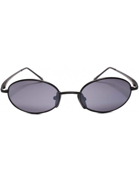 Oval Mens Classic Hippie Vintage Deadstock Retro Style Oval Sunglasses - Black - CZ18WECSQ66 $14.71