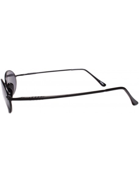 Oval Mens Classic Hippie Vintage Deadstock Retro Style Oval Sunglasses - Black - CZ18WECSQ66 $14.71