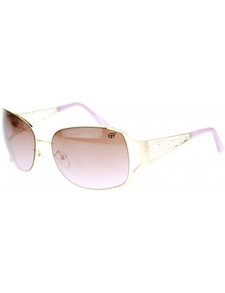 Rectangular Womens Metal Lace Temple Diva Rectangular Diva Fashion Sunglasses - Gold Purple - CH11P94BT6X $10.91