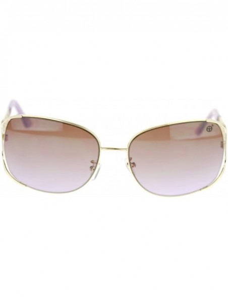 Rectangular Womens Metal Lace Temple Diva Rectangular Diva Fashion Sunglasses - Gold Purple - CH11P94BT6X $10.91