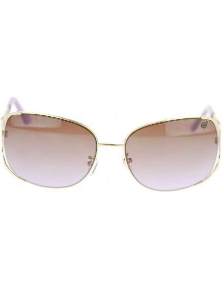 Rectangular Womens Metal Lace Temple Diva Rectangular Diva Fashion Sunglasses - Gold Purple - CH11P94BT6X $10.91