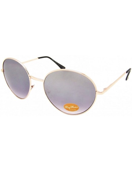 Oversized Mirrored sunglasses round golden medium Oversize John Lennon 400UV Vintage - Purple - CP11UJSQ7A1 $21.42