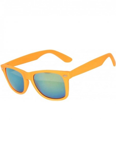 Oval 20 Pieces Per Case Wholesale Lot Sunglasses Colored Frame Full Mirror Lens - 20_pairs_matte_orange - C318CMMW49E $27.89