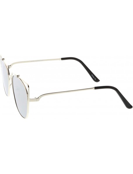Cat Eye Women's Open Metal Slim Arm Mirrored Square Flat Lens Cat Eye Sunglasses 55mm - Silver / Silver Mirror - CH182WG0CSD ...