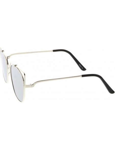 Cat Eye Women's Open Metal Slim Arm Mirrored Square Flat Lens Cat Eye Sunglasses 55mm - Silver / Silver Mirror - CH182WG0CSD ...