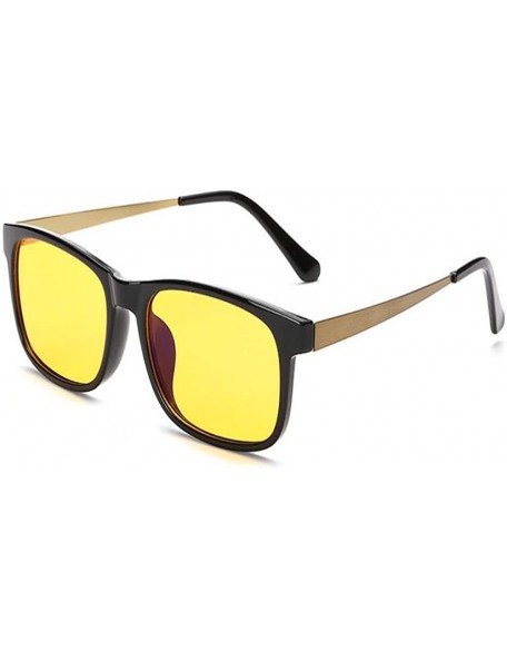 Square anti-radiation Blu-ray classic retro goggles men and women yellow lenses - Black Bronze Feet - CM18DIEHMQL $13.57