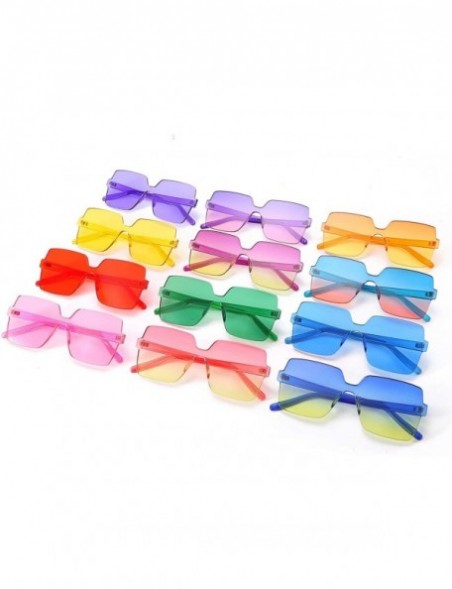 Square Oversized Square Candy Colors Glasses Rimless Frame Unisex Sunglasses Elton John - 03blue-green-pink/Purple - CM18H0IH...