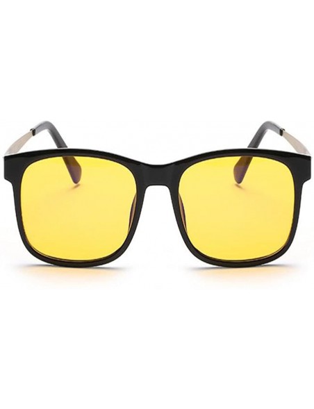Square anti-radiation Blu-ray classic retro goggles men and women yellow lenses - Black Bronze Feet - CM18DIEHMQL $13.57