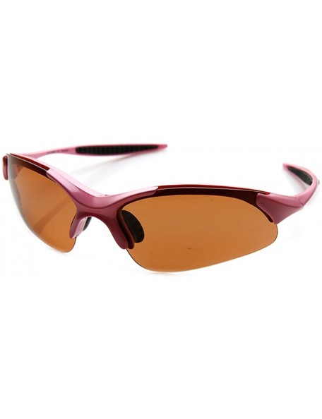 Semi-rimless Unbreakable TR90 Frame Polarized Lens Semi-Rimless Action Sports Sunglasses - Pink Brown - C311V1ZOKJH $13.39