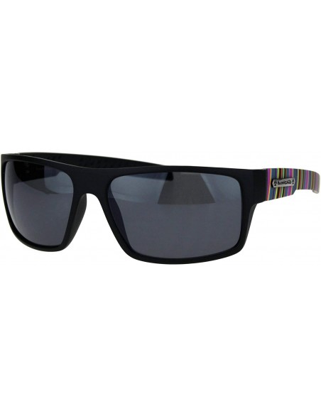 Rectangular Biohazard Sunglasses Mens Casual Fashion Rectangular Shades UV 400 - Black Multicolor (Black) - CY18OANQWC2 $12.48