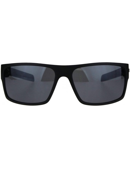 Rectangular Biohazard Sunglasses Mens Casual Fashion Rectangular Shades UV 400 - Black Multicolor (Black) - CY18OANQWC2 $12.48